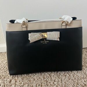 Kate Spade Black and Tan Tote with Bow Accent